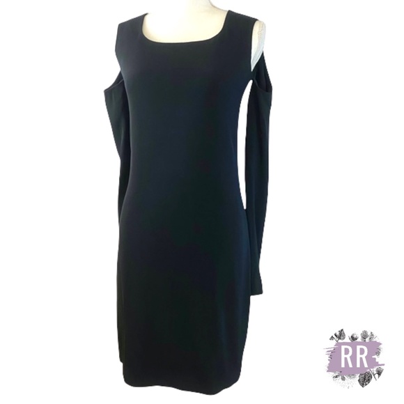 HELMUT LANG Sleeve Cutout Crepe Shift Dress - Picture 1 of 11